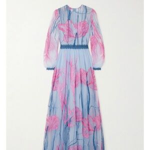 Costarellos blue Jezebelle sequin embellished embroidered tulle gown